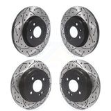 Front Rear Coated Drilled Slot Disc Brake Rotors Kit For Kia Rio Hyundai Accent