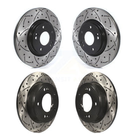 Front Rear Coated Drilled Slotted Disc Brake Rotors Kit For Kia Soul Forte