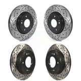 Front Rear Coated Drilled Slotted Disc Brake Rotors Kit For Kia Soul Forte