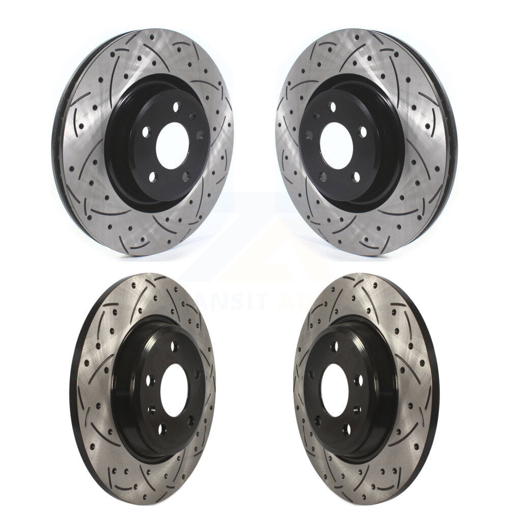 Front Rear Coated Drilled Slotted Disc Brake Rotors Kit For Audi A4 Quattro