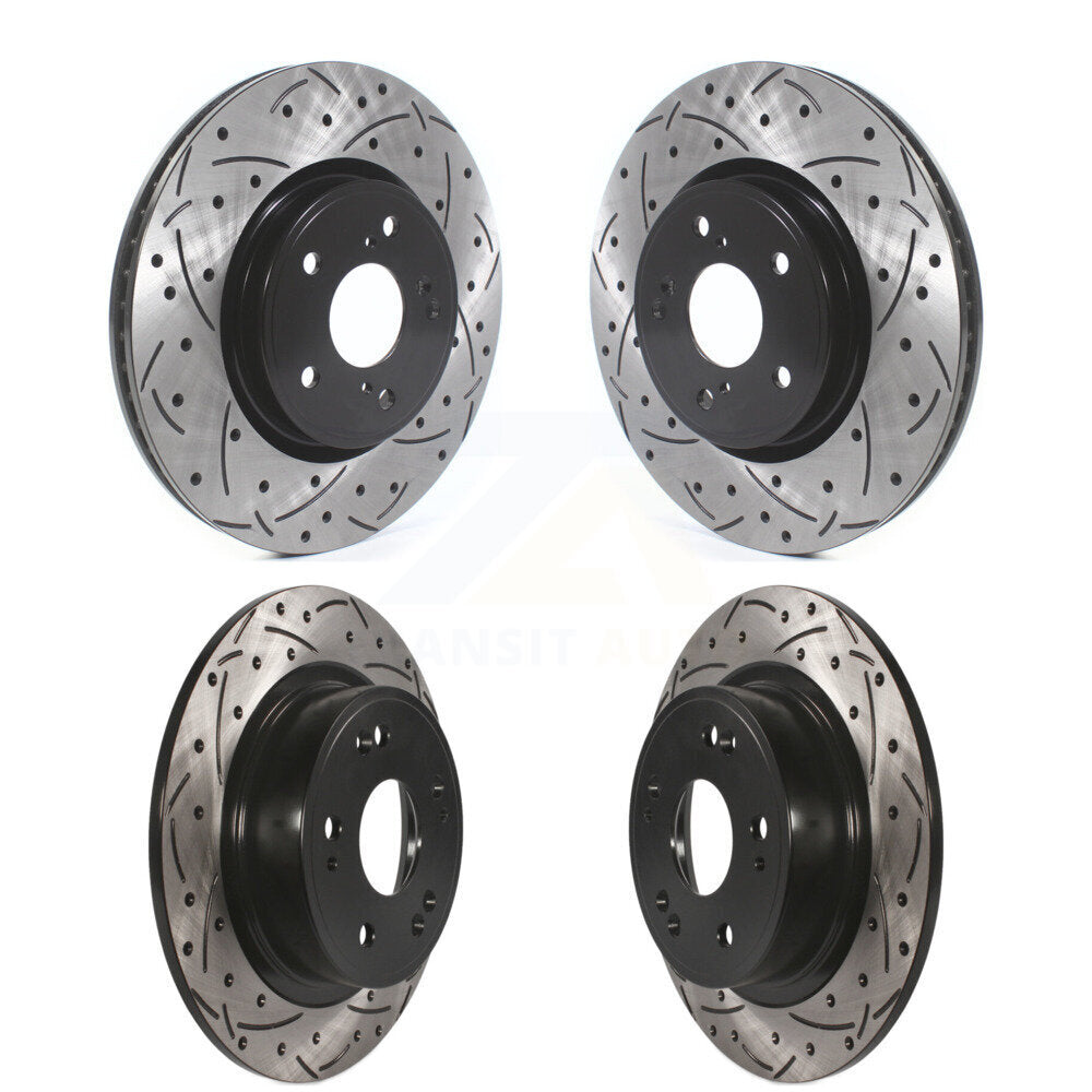 Front Rear Coated Drilled Slotted Disc Brake Rotors Kit For Honda Accord