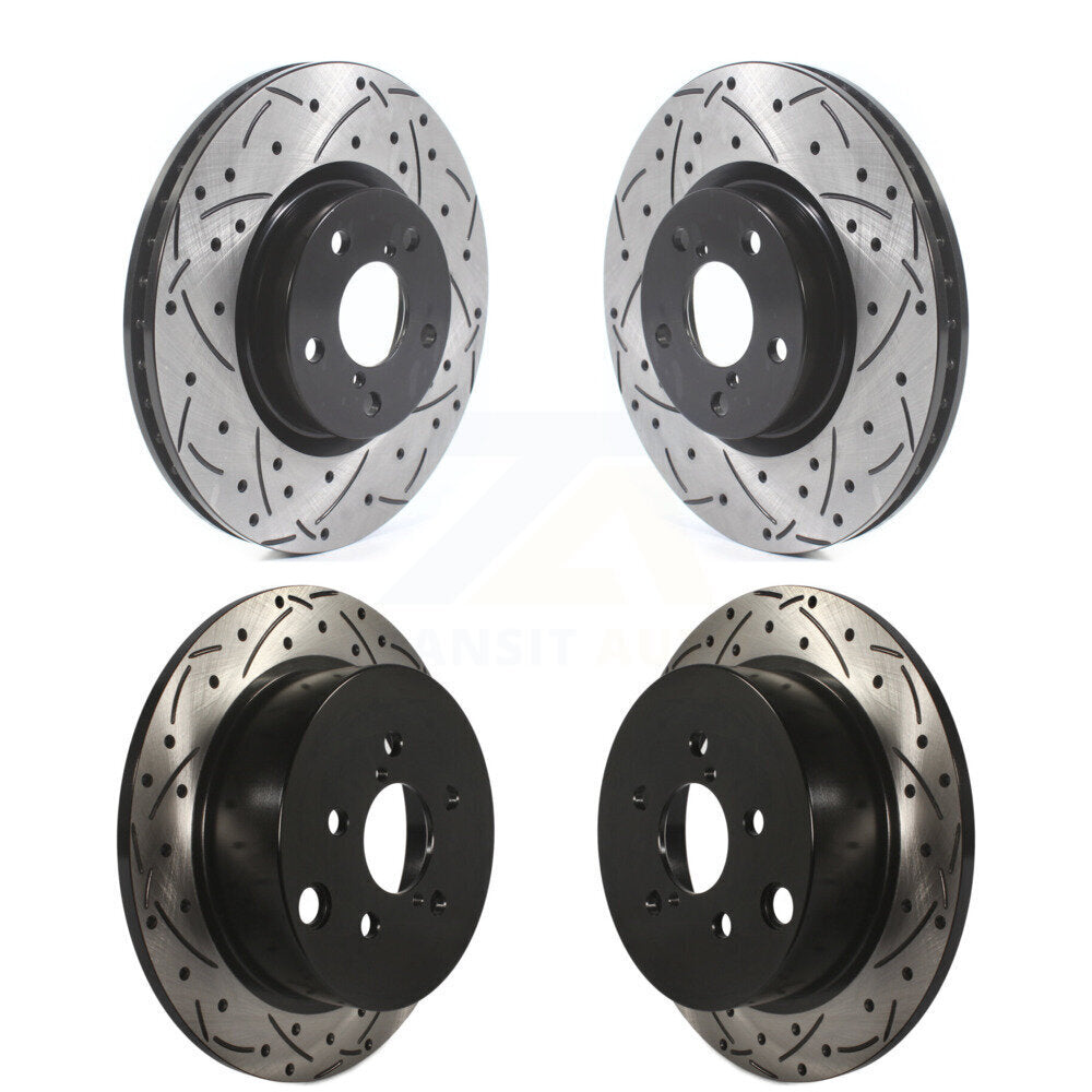 Front Rear Coated Drilled Slotted Disc Brake Rotors Kit For Subaru Impreza