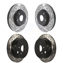 Front Rear Coated Drilled Slotted Disc Brake Rotors Kit For Subaru Impreza