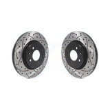 Front Coated Drilled Slotted Disc Brake Rotors Pair For Kia Rio Hyundai Accent