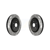 Rear Coated Drilled Slot Disc Brake Rotor Pair For Chevrolet Camaro Cadillac CTS
