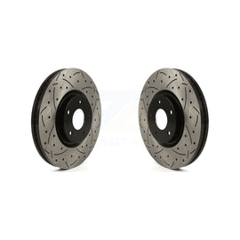 Front Coated Drilled Slotted Disc Brake Rotors Pair For INFINITI G37 G35 Q60