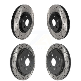 Front Rear Coated Drilled Slot Disc Brake Rotors Kit For Cadillac SRX Saab 9-4X