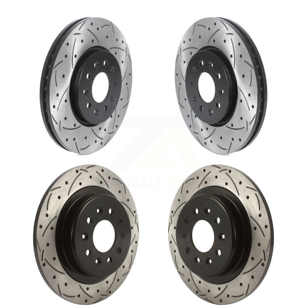 Front Rear Coated Drilled Slotted Disc Brake Rotors Kit For Buick Envision