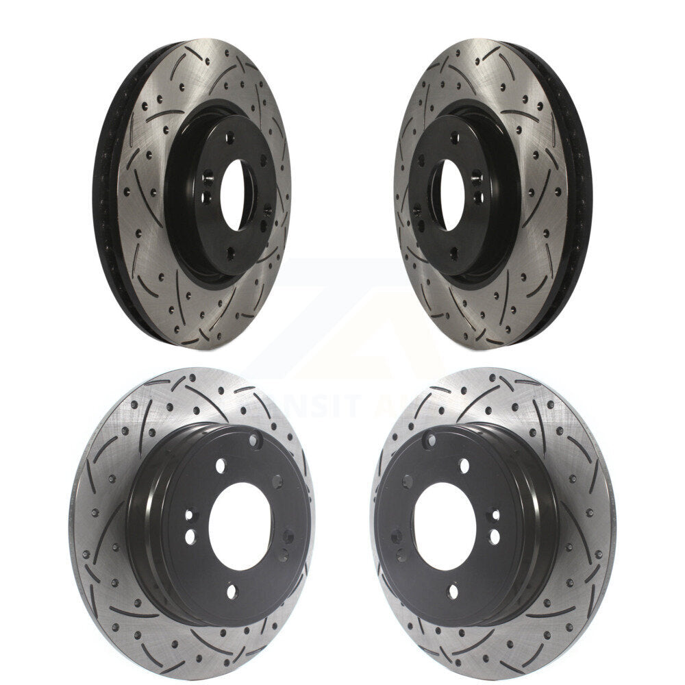 Front Rear Coated Drill Slot Disc Brake Rotors Kit For Hyundai Sonata Kia Optima