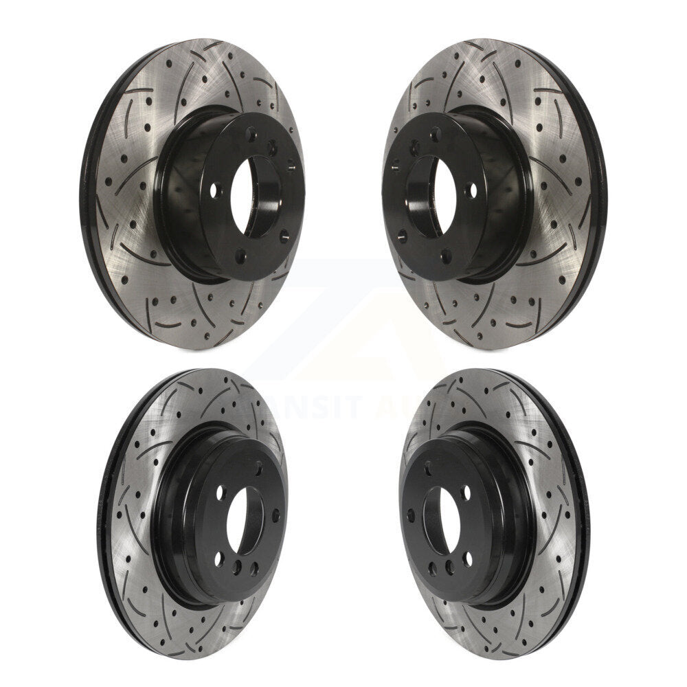 Front Rear Coated Drilled Slotted Disc Brake Rotors Kit For BMW 330i xDrive 430i