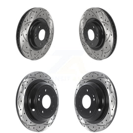 Front Rear Coated Drilled Slotted Disc Brake Rotors Kit For Hyundai Genesis