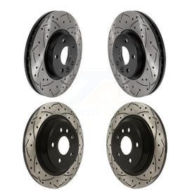 Front Rear Coated Drilled Slotted Disc Brake Rotors Kit For Volvo S60 V70
