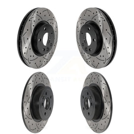 Front Rear Coated Drilled Slot Disc Brake Rotors Kit For Land Rover Range Evoque