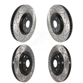 Front Rear Coated Drilled Slotted Disc Brake Rotors Kit For Audi A6 Quattro A7