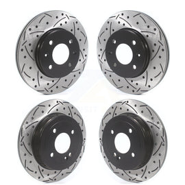 Front Rear Coated Drilled Slot Disc Brake Rotors Kit For Hyundai Accent Kia Rio
