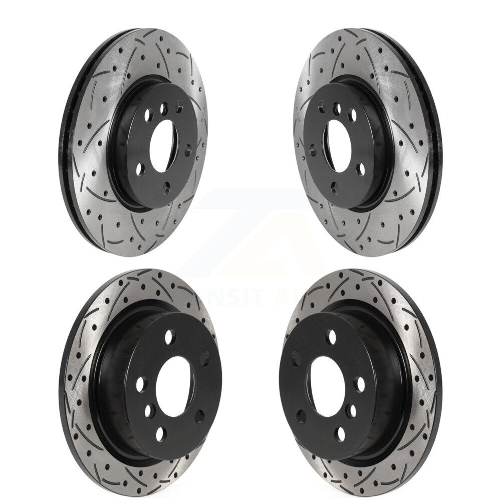 Front Rear Coated Drilled Slotted Disc Brake Rotors Kit For Mini Cooper