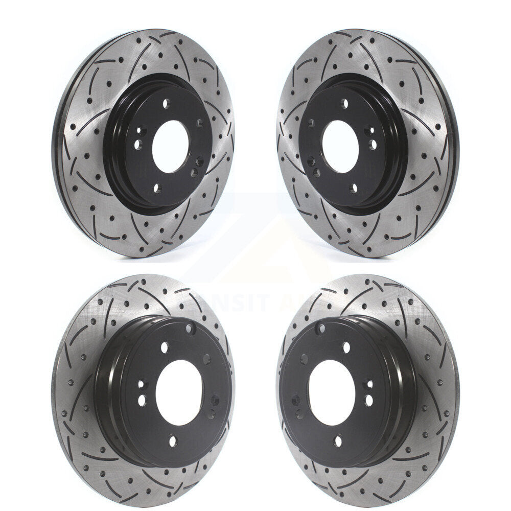 Front Rear Coated Drill Slot Disc Brake Rotors Kit For Hyundai Sonata Kia Optima