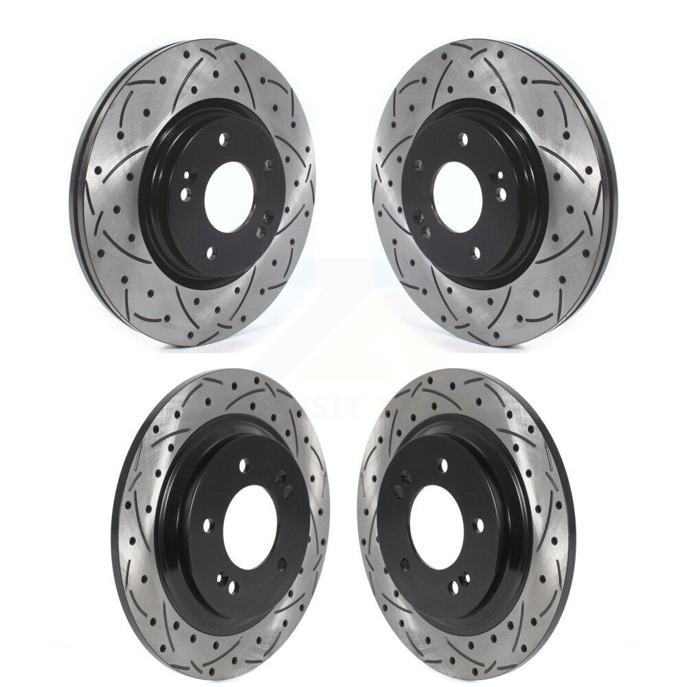 Front Rear Drilled Slot Brake Rotor Kit For Kia Optima Hyundai Sonata Elantra GT