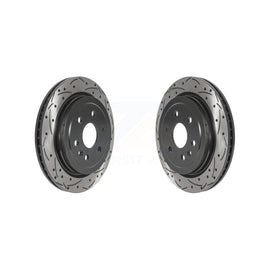 Rear Coated Drilled Slotted Disc Brake Rotors Pair For Cadillac SRX Saab 9-4X