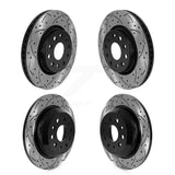 Front Rear Coated Drilled Slotted Disc Brake Rotors Kit For Jeep Wrangler
