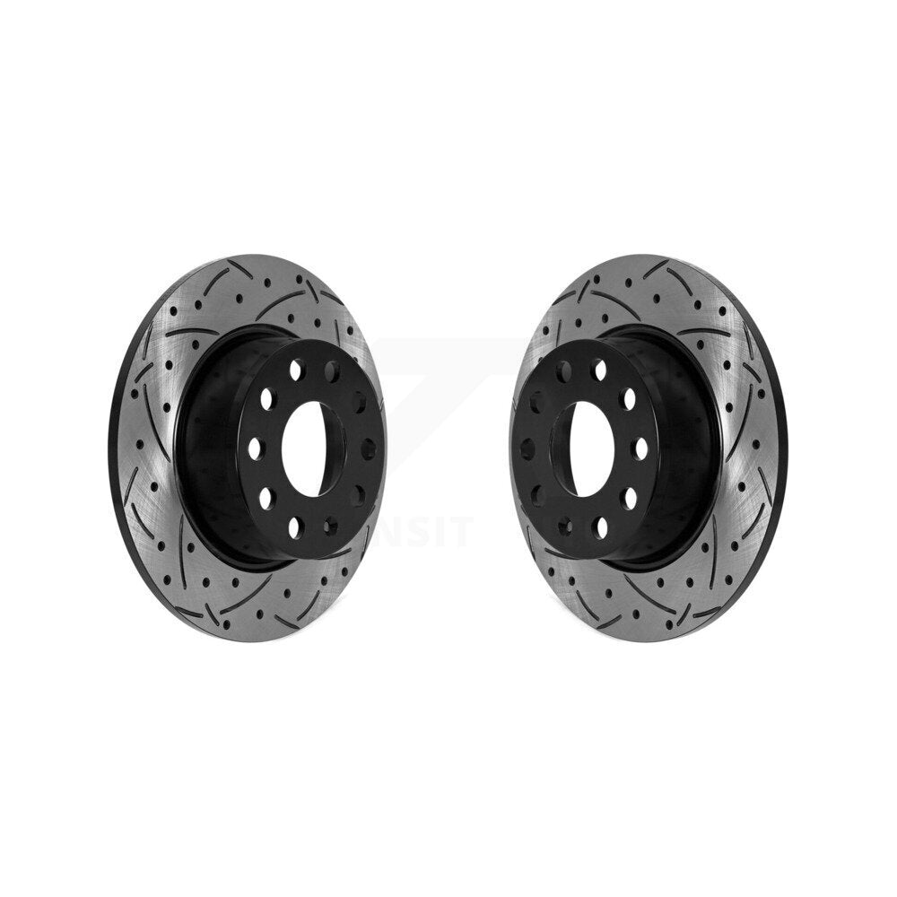 Rear Coated Drilled Slotted Disc Brake Rotors Pair For Volkswagen Jetta Taos