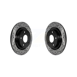 Rear Coated Drilled Slot Disc Brake Rotors Pair For 2017-2021 Honda Civic Type R