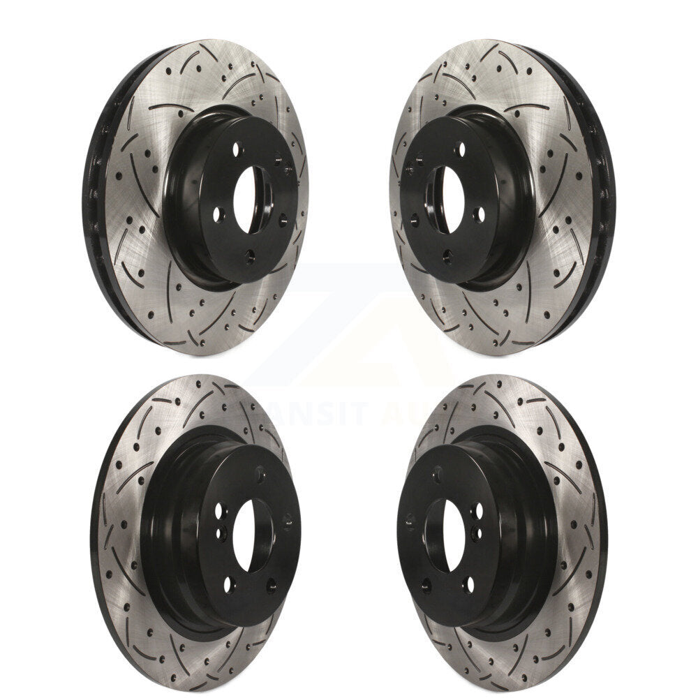 Front Rear Coated Drilled Slotted Disc Brake Rotors Kit For Mercedes-Benz C300