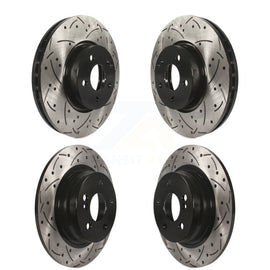 Front Rear Coated Drilled Slotted Disc Brake Rotors Kit For Mercedes-Benz C300
