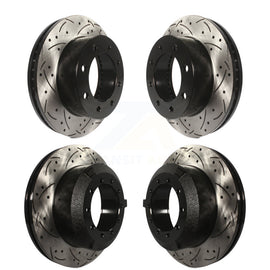 Front Rear Coated Drilled Slotted Disc Brake Rotor Kit For Ford F-450 Super Duty