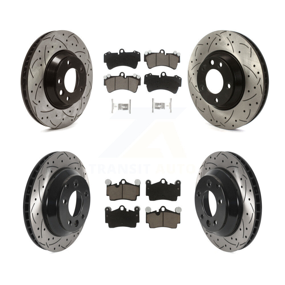 Front Rear Disc Brake Rotor Ceramic Pad Kit (6Pc) For Audi Q7 Volkswagen Touareg