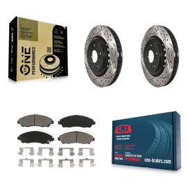 [Front] 2014-2016 Acura MDX Performance Drilled & Slotted Brake Rotor & Ceramic Pads Kit For Max Braking