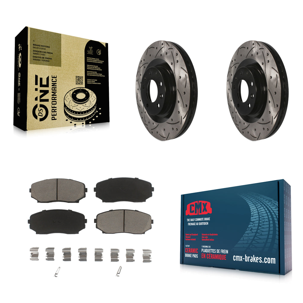Front Drilled Slot Brake Rotor & Ceramic Pad Kit For Ford Edge Lincoln MKX Mazda