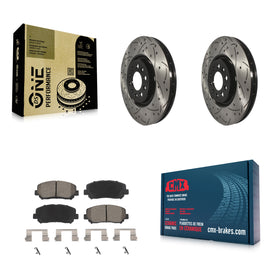 Front Drill Slot Disc Brake Rotor Ceramic Pad Kit For Jeep Cherokee Chrysler 200