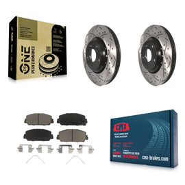 Front Drilled Slot Brake Rotors Ceramic Pad Kit For Honda Civic Accord Acura ILX