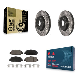 Front Coated Drilled Slotted Disc Brake Rotor & Ceramic Pad Kit For Honda Accord