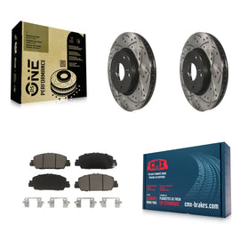 Front Coated Drilled Slot Disc Brake Rotor Ceramic Pad Kit For Honda Accord HR-V