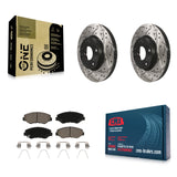 Front Coated Drilled Slotted Disc Brake Rotors & Ceramic Pad Kit For Honda Civic
