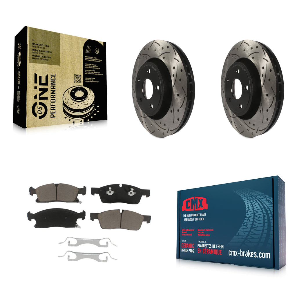 Front Drilled Slot Brake Rotors Ceramic Pad Kit For Jeep Grand Cherokee Dodge WK