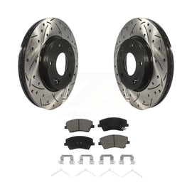 Front Coated Drilled Slot Disc Brake Rotor & Ceramic Pad Kit For Hyundai Elantra