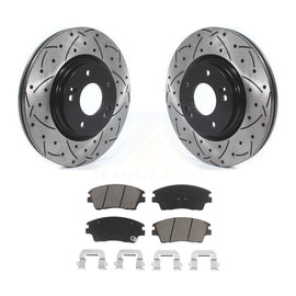 Front Drill Slot Disc Brake Rotor Ceramic Pad Kit For Hyundai Elantra Tucson Kia