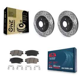 Front Drill Slot Disc Brake Rotor Ceramic Pad Kit For Hyundai Elantra Tucson Kia