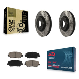 Front Drill Slot Disc Brake Rotor Ceramic Pad Kit For Kia Forte Hyundai Veloster