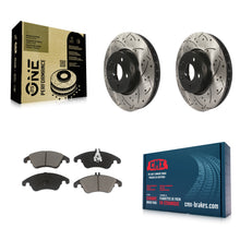 Charger l'image dans la galerie, Front Drilled Slot Brake Rotors Ceramic Pad Kit For Mercedes-Benz E350 C300 C350