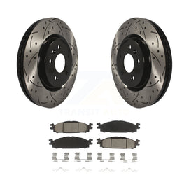 Front Drilled Slot Brake Rotor Ceramic Pad Kit For Ford Explorer Taurus Flex MKT