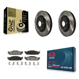 Front Drilled Slot Brake Rotor Ceramic Pad Kit For Ford Explorer Taurus Flex MKT