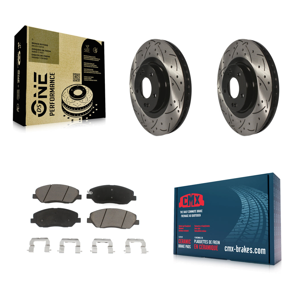 Front Drilled Slot Disc Brake Rotor Ceramic Pad Kit For Hyundai Santa Fe XL 3.3L