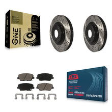 Charger l'image dans la galerie, Front Drilled Slot Brake Rotors Ceramic Pad Kit For Kia Sorento Hyundai Santa Fe