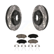 Load image into Gallery viewer, Front Coated Drilled Slotted Disc Brake Rotors &amp; Ceramic Pad Kit For Honda Civic