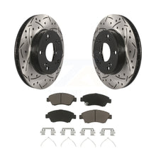 Charger l&#39;image dans la galerie, Front Coat Drill Slot Disc Brake Rotor Ceramic Pad Kit For Honda Civic Acura ILX