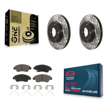 Charger l'image dans la galerie, Front Coat Drill Slot Disc Brake Rotor Ceramic Pad Kit For Honda Civic Acura ILX